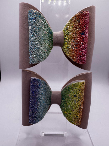 Multicolored Glitter and Nude Hair Clips Peers