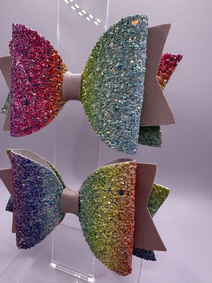 Multicolored Glitter and Nude  Hair Clips Peers